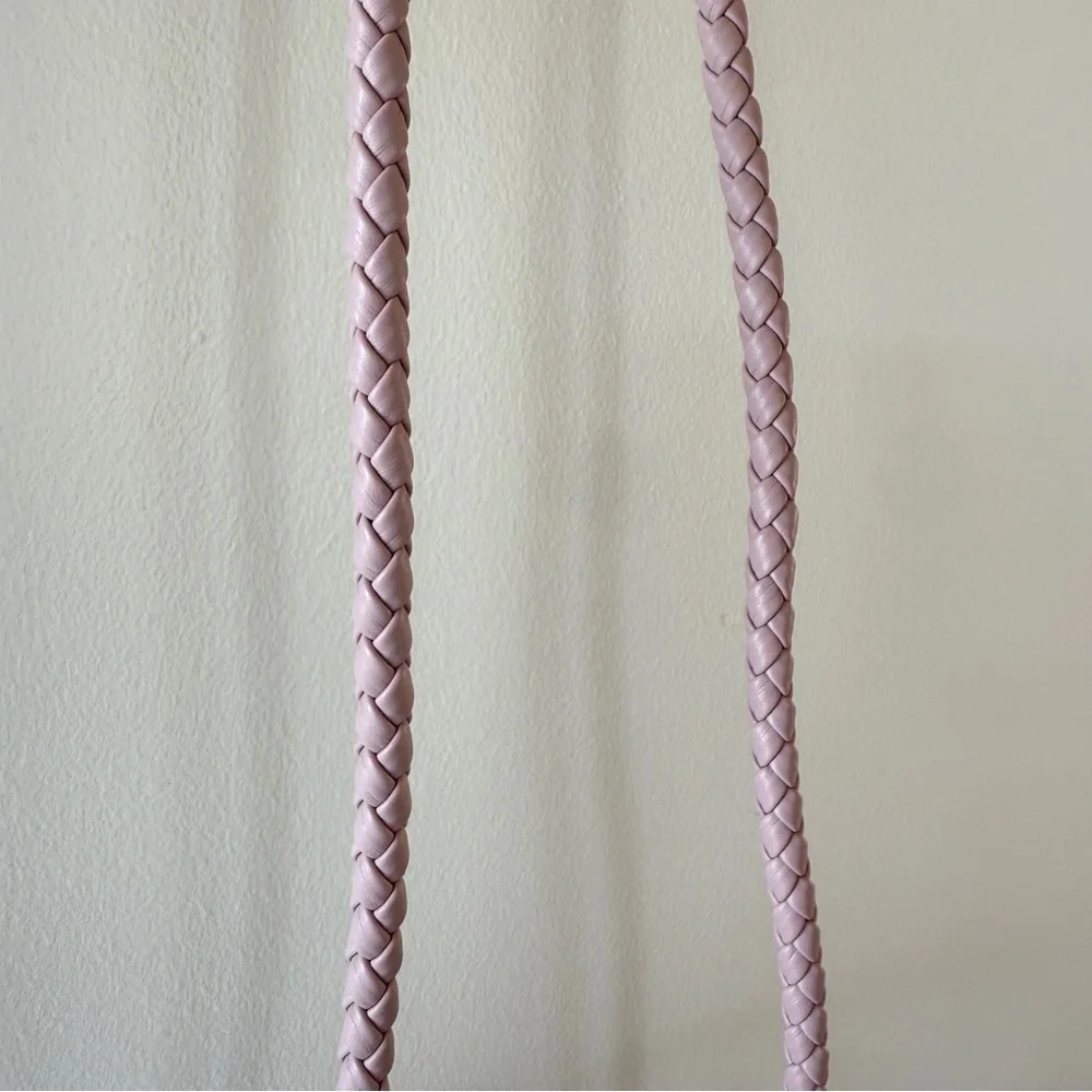 NWT Zara Girls Mauve Woven Crossbody Mini Bag Drawstring Braided Strap